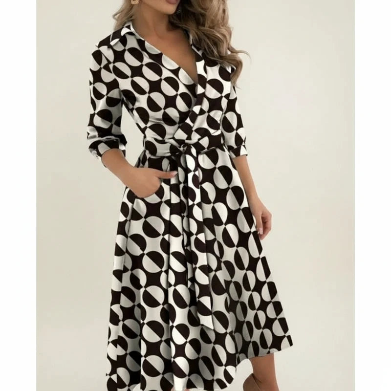 Women's Belted Wrap Midi Dress