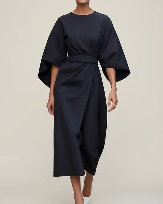 Women's Belted Wrap Midi Dress