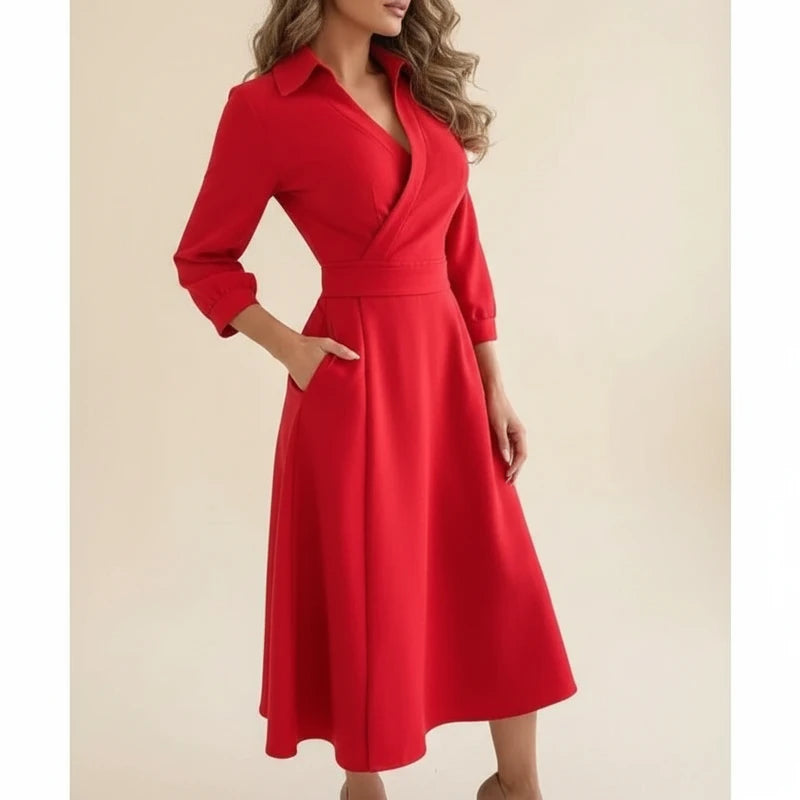 Women's Belted Wrap Midi Dress
