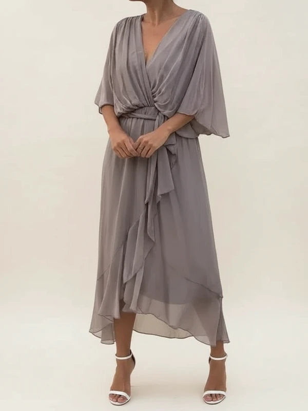 Women's Belted Wrap Midi Dress