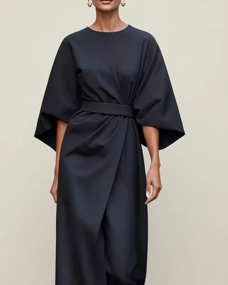 Women's Belted Wrap Midi Dress