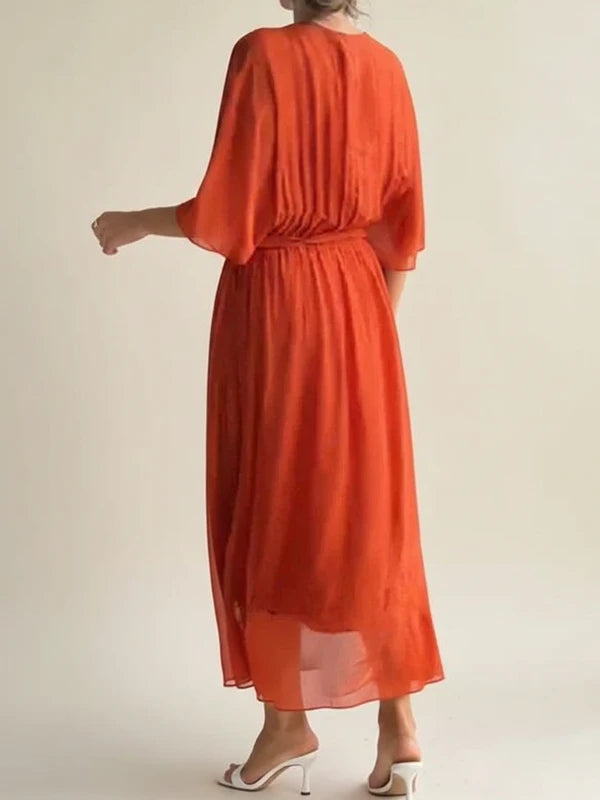 Women's Belted Wrap Midi Dress