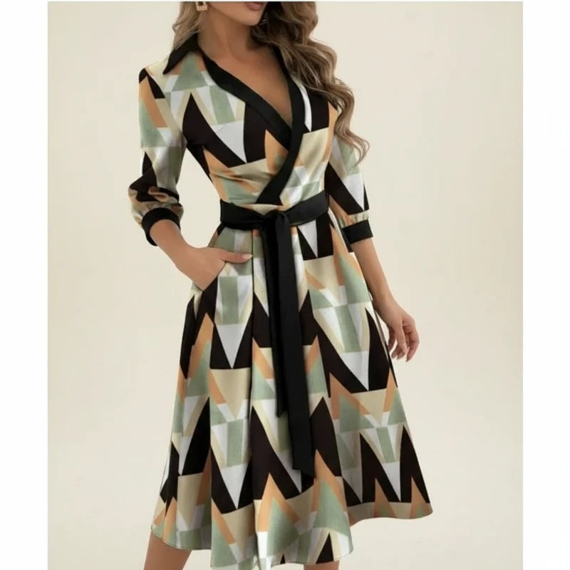 Women's Belted Wrap Midi Dress