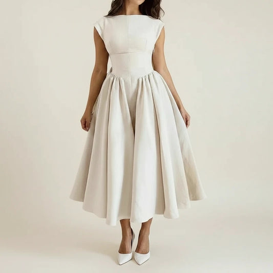 Women's Cap Sleeve A-Line Midi Dress