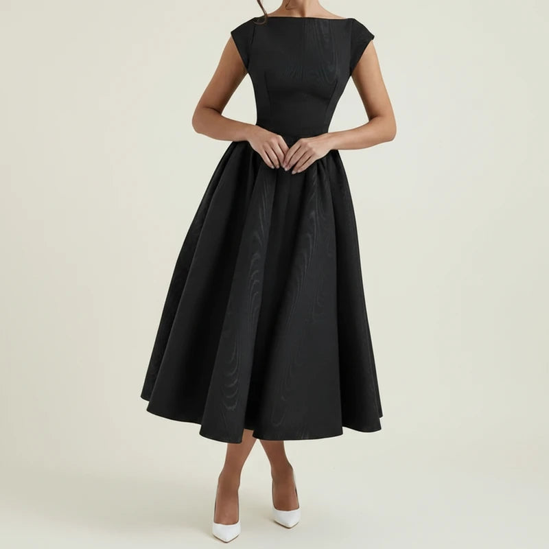 Women's Cap Sleeve A-Line Midi Dress