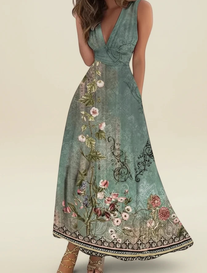 Women's Floral A-Line Maxi Dress