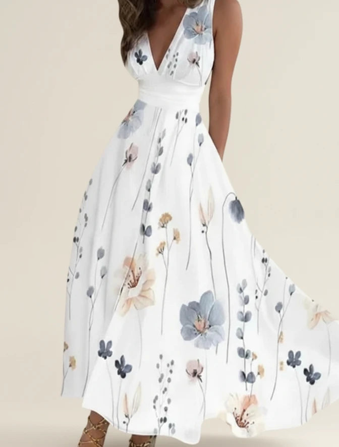 Women's Floral A-Line Maxi Dress