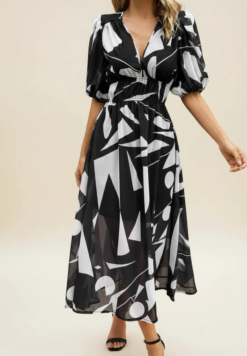 Women's Floral A-Line Midi Dress