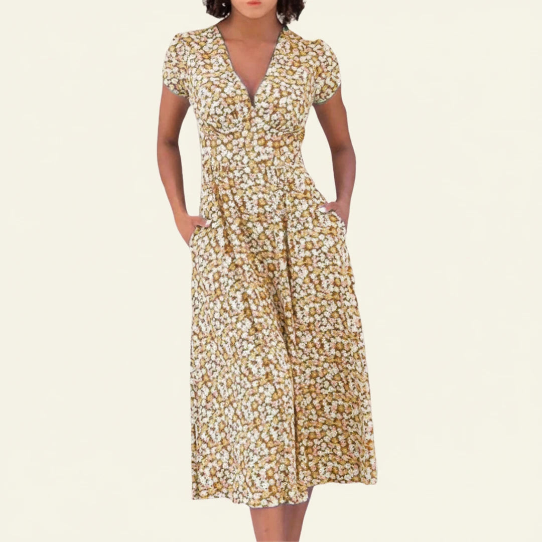 Women's Floral A-Line Midi Dress