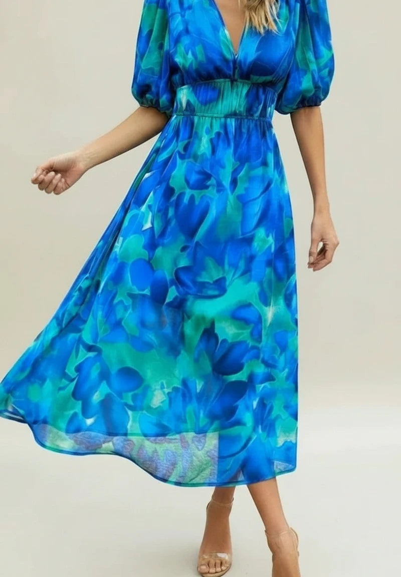Women's Floral A-Line Midi Dress