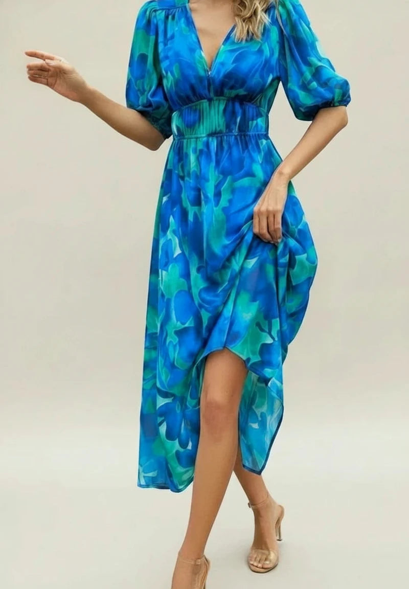 Women's Floral A-Line Midi Dress