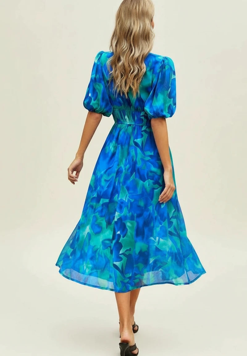 Women's Floral A-Line Midi Dress