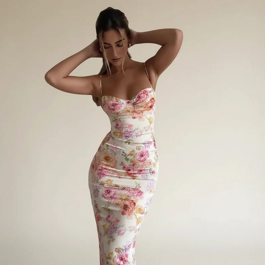 Women's Floral Bodycon Midi Dress