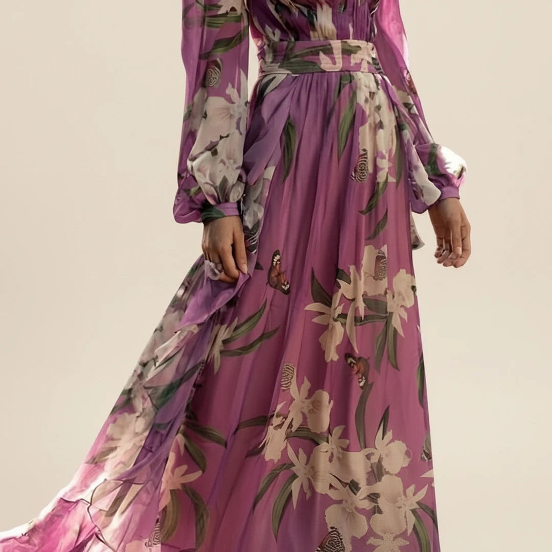 Women's Floral Long Sleeve Maxi Dress