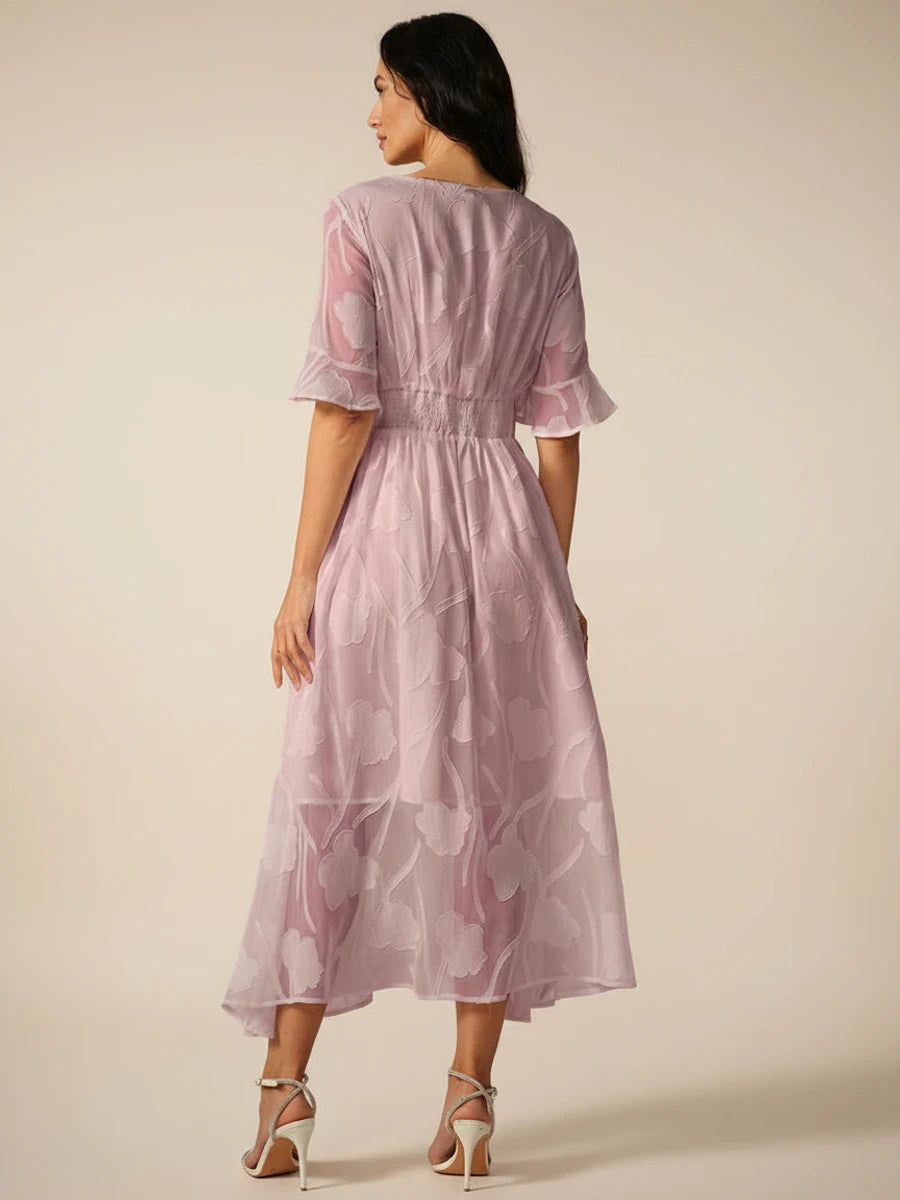 Women's Floral V-Neck A-Line Midi Dress