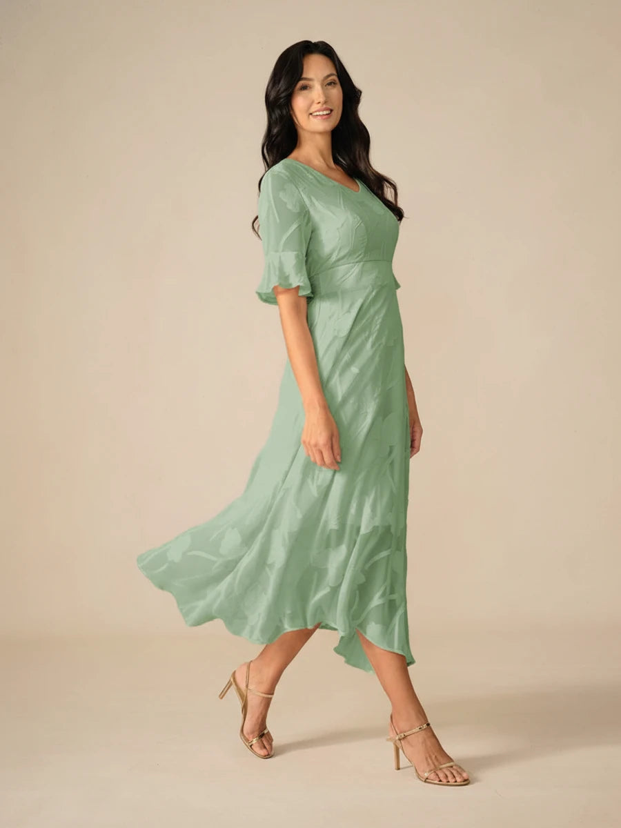 Women's Floral V-Neck A-Line Midi Dress