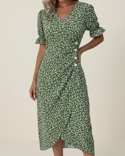 Women's Floral Wrap Midi Dress
