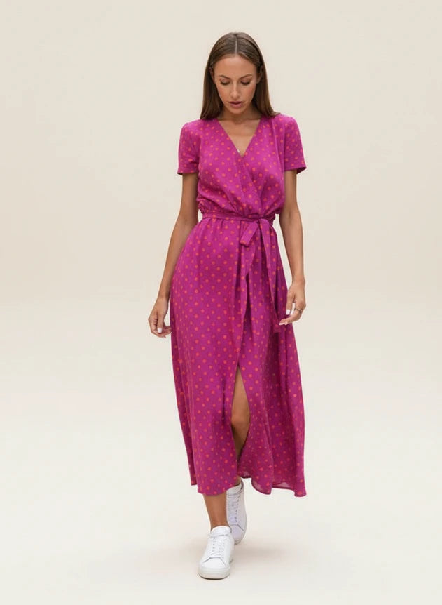 Women's Floral Wrap Midi Dress