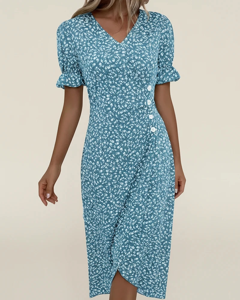 Women's Floral Wrap Midi Dress