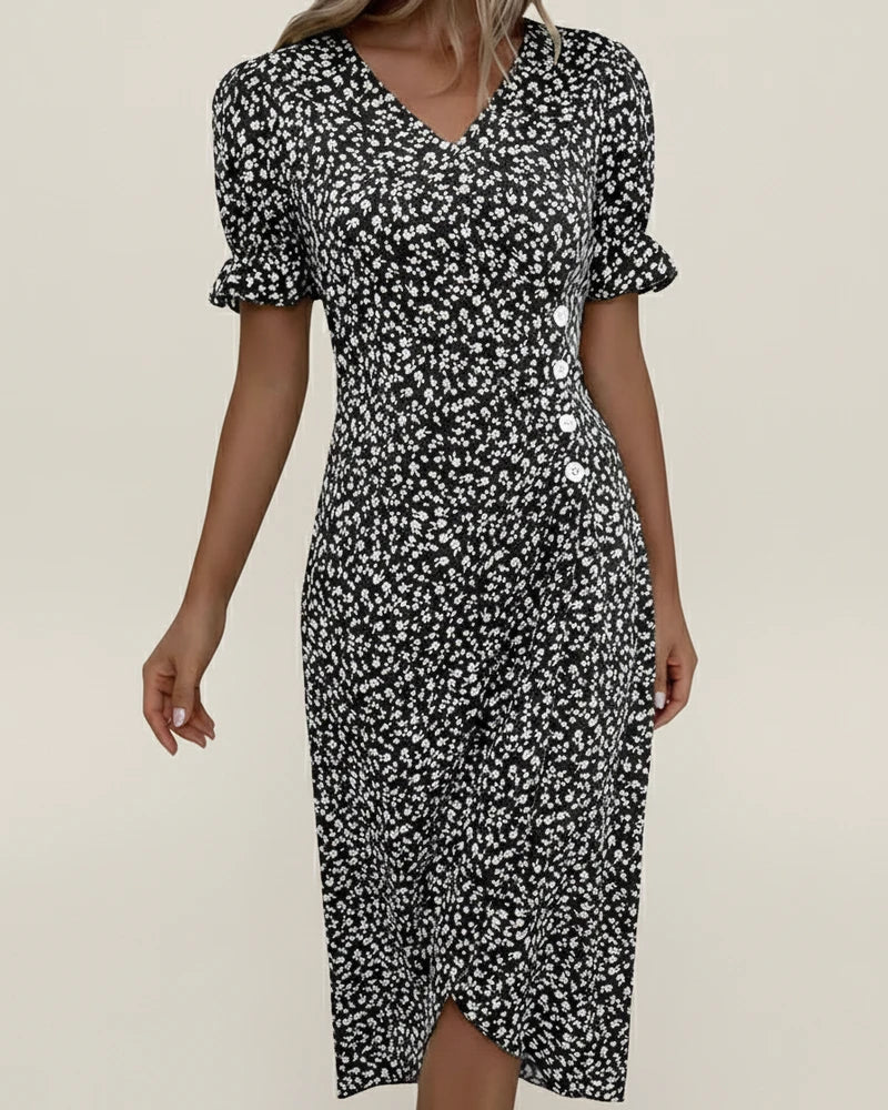 Women's Floral Wrap Midi Dress