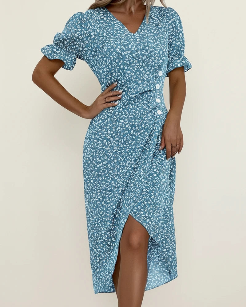 Women's Floral Wrap Midi Dress