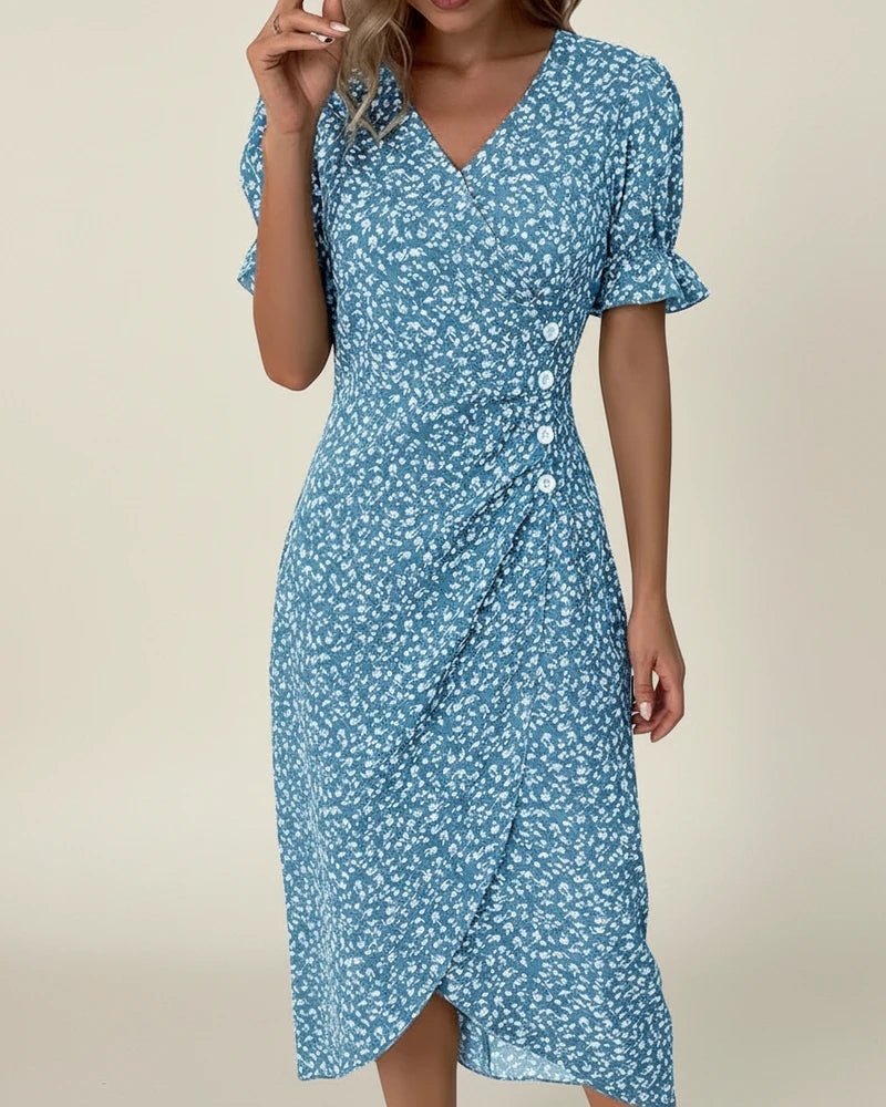 Women's Floral Wrap Midi Dress