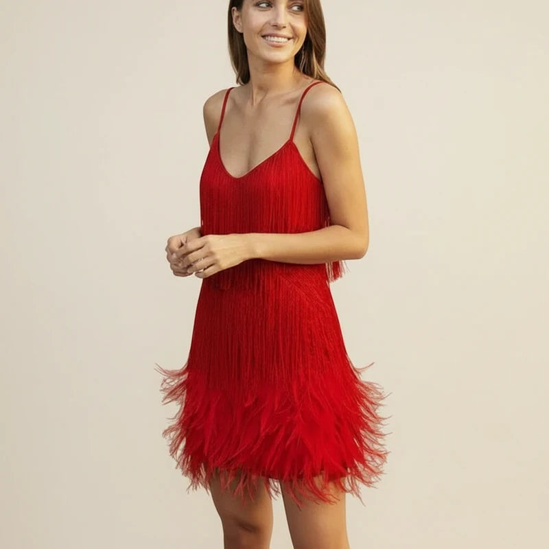 Women's Fringe Cocktail Mini Dress