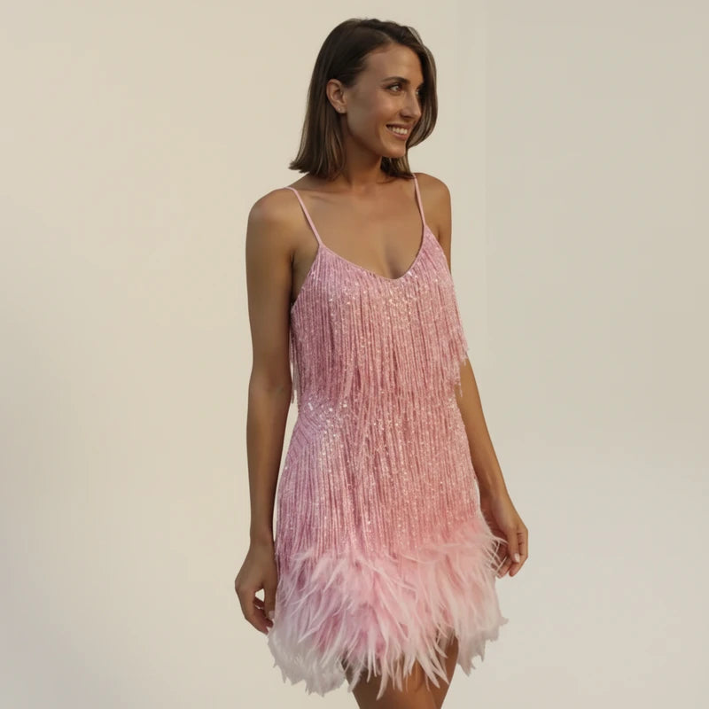 Women's Fringe Cocktail Mini Dress
