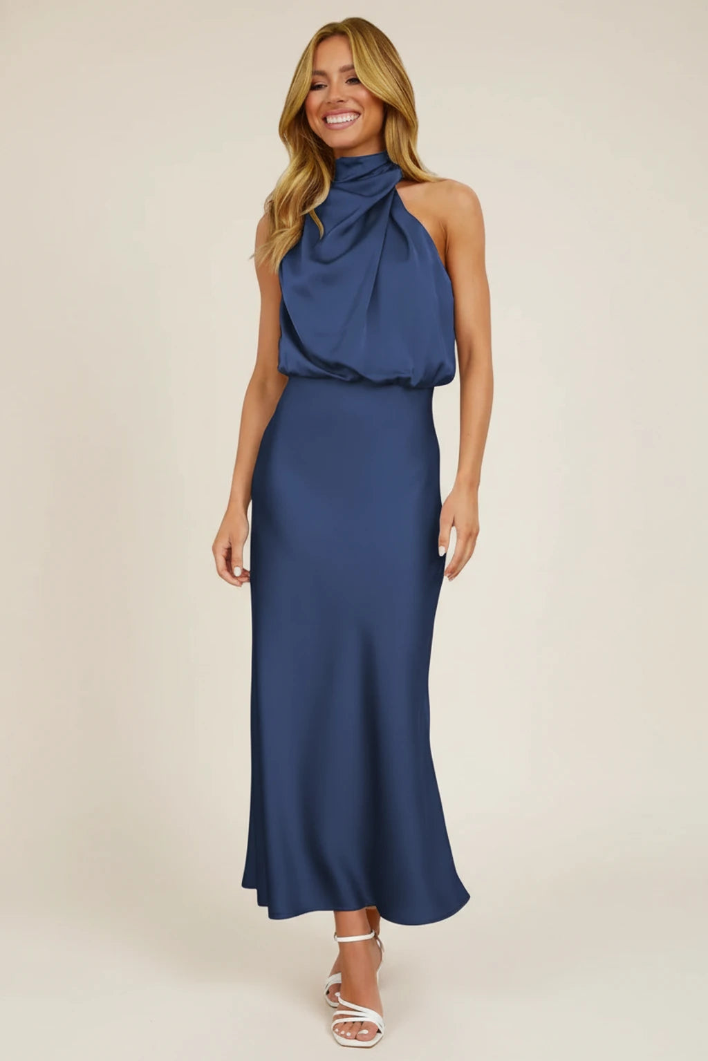 Women's Halter Evening Midi Dress