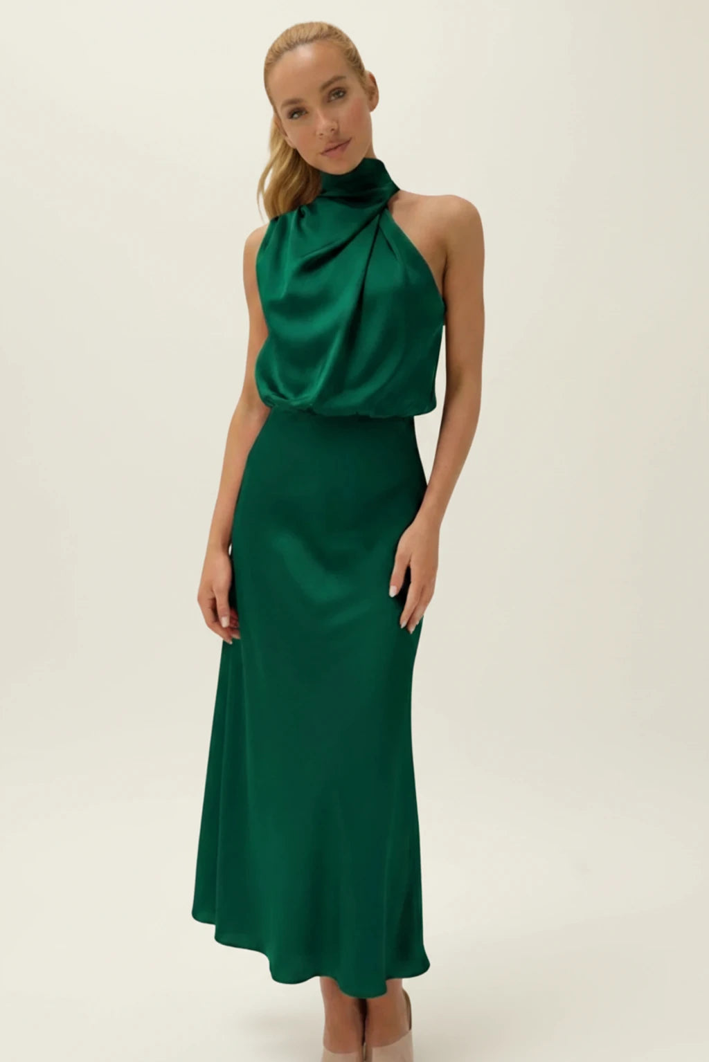 Women's Halter Evening Midi Dress