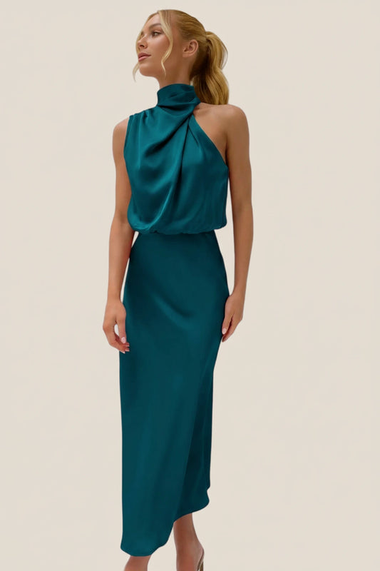 Women's Halter Evening Midi Dress