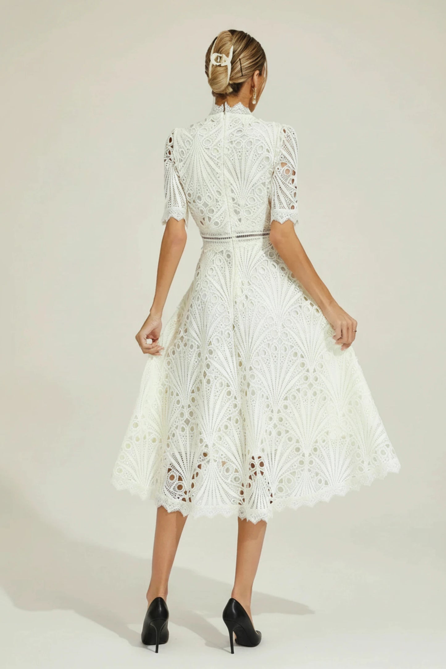 Women's High Neck A-Line Midi Dress