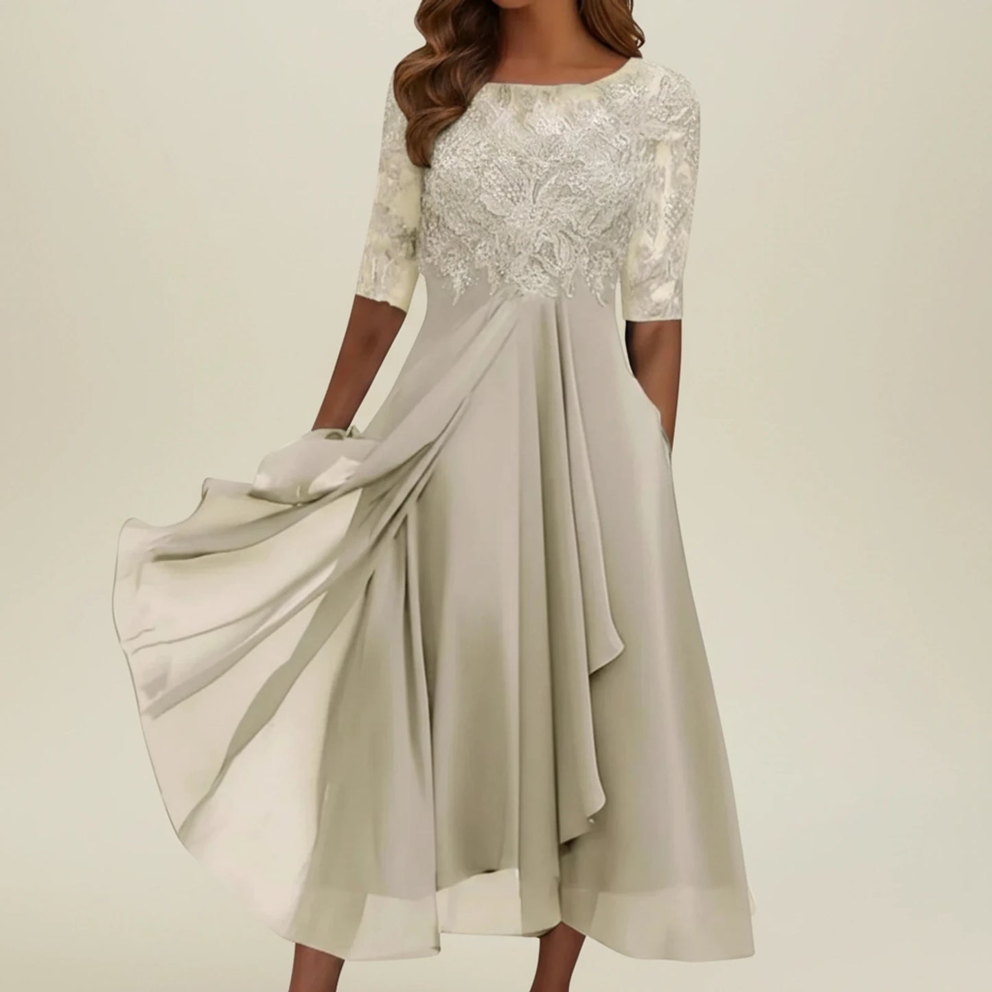 Women's Lace A-Line Midi Dress