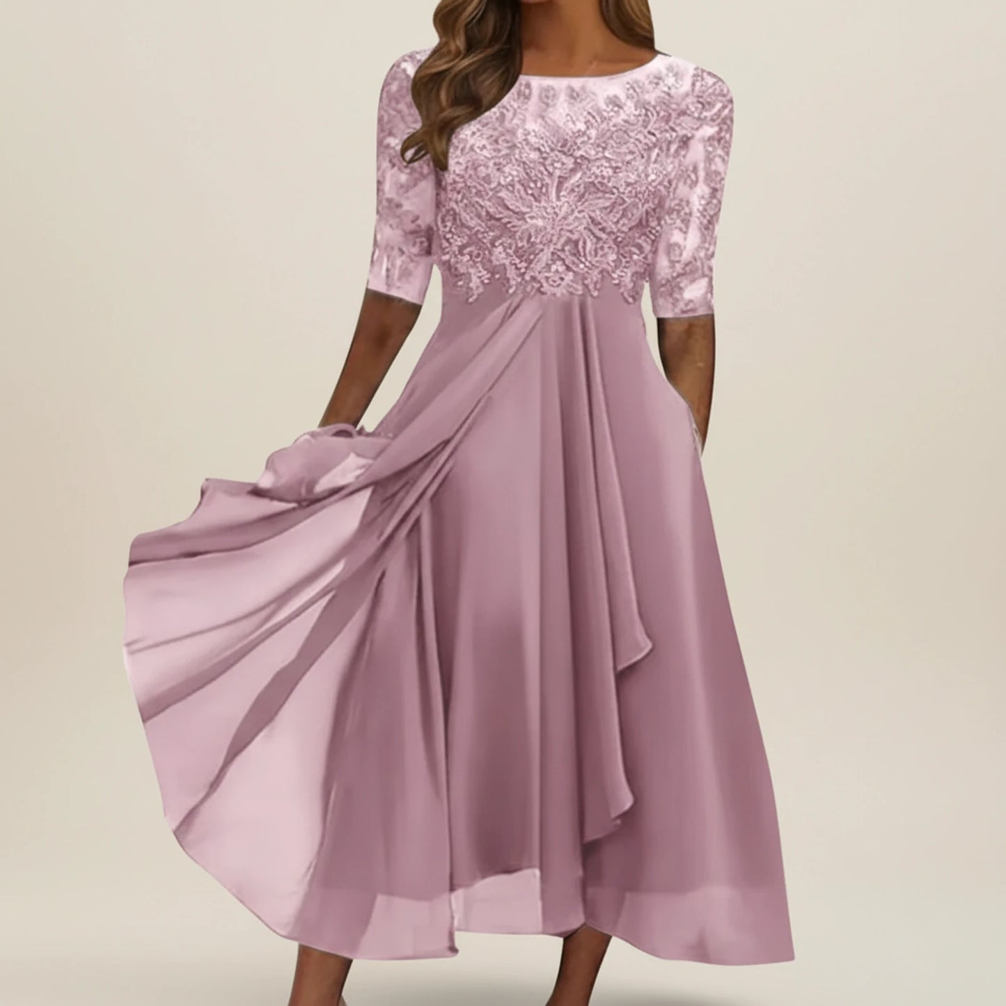 Women's Lace A-Line Midi Dress