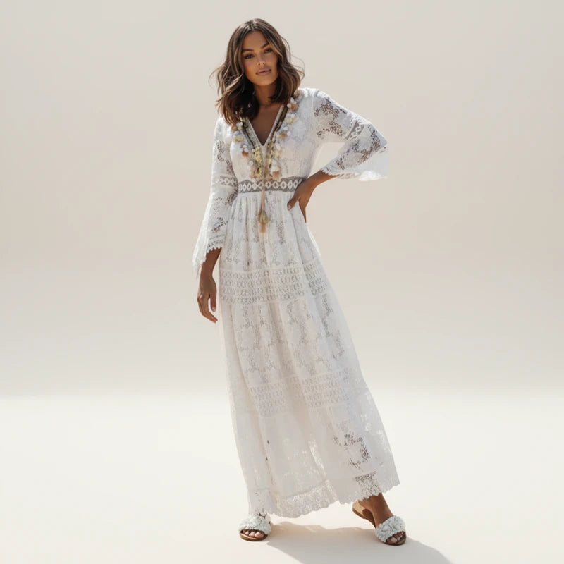 Women's Long Sleeve Boho Maxi Dress