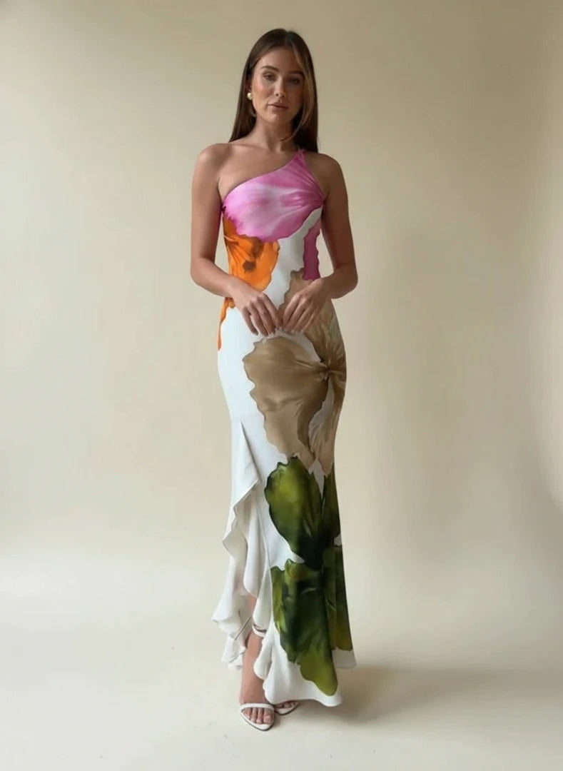 Women's One-Shoulder Slip Maxi Dress