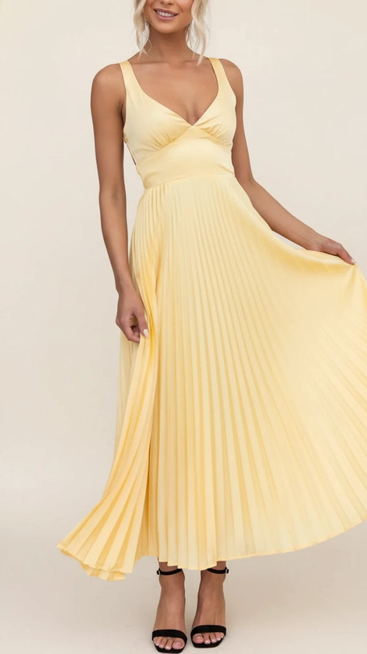 Women's Pleated A-Line Maxi Dress