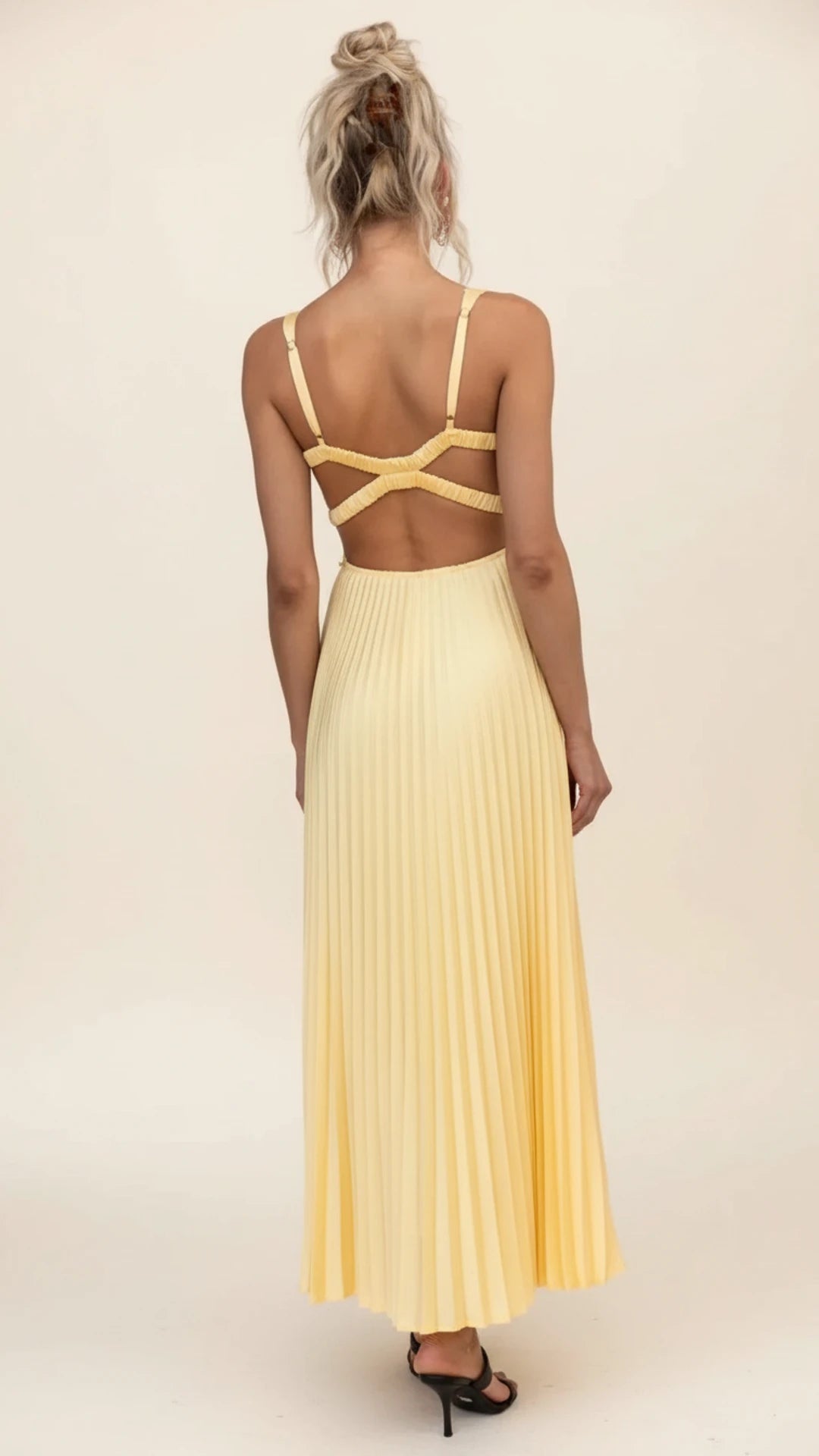 Women's Pleated A-Line Maxi Dress