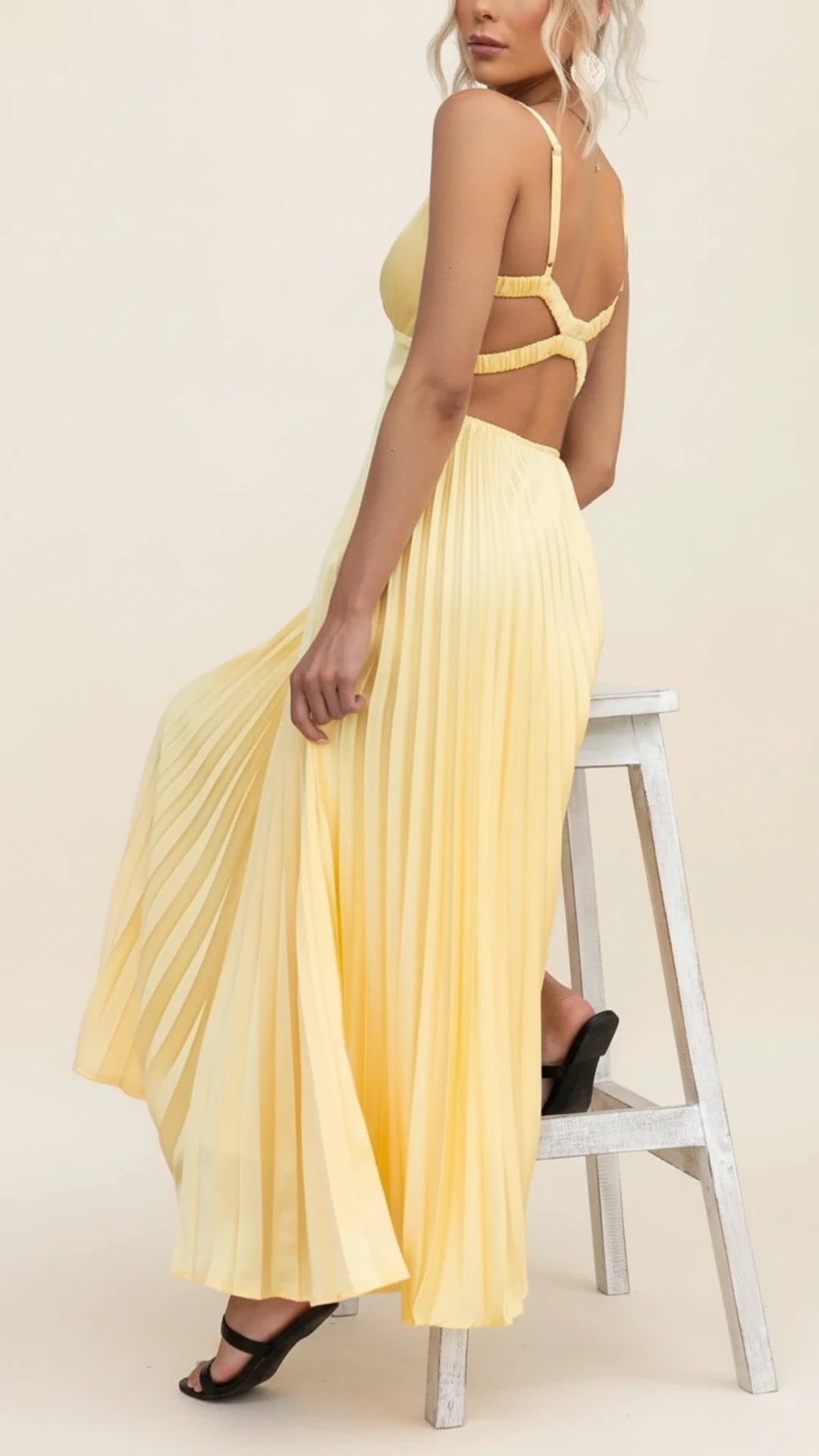 Women's Pleated A-Line Maxi Dress