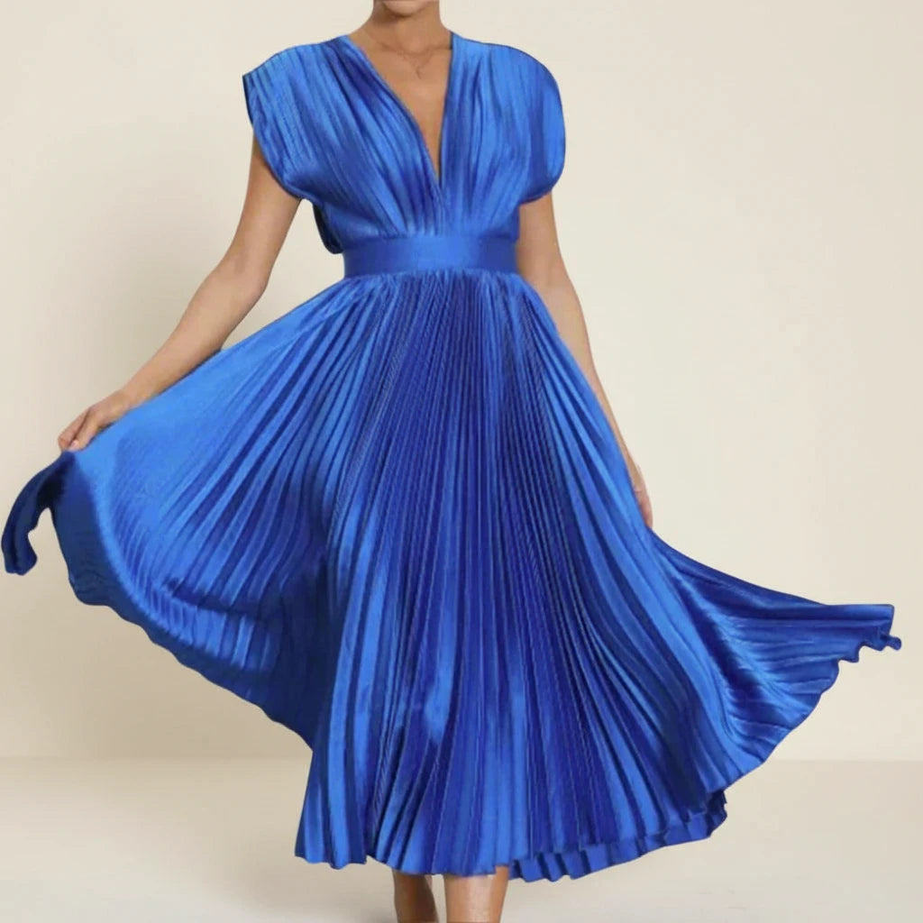 Women's Pleated A-Line Midi Dress