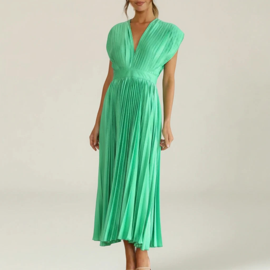 Women's Pleated A-Line Midi Dress