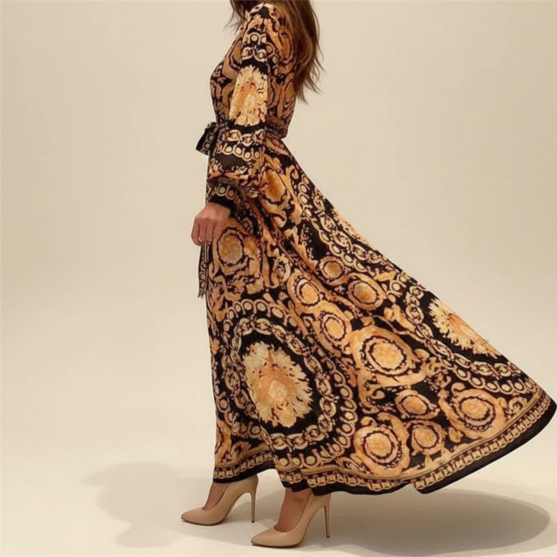 Women's Printed Wrap Maxi Dress
