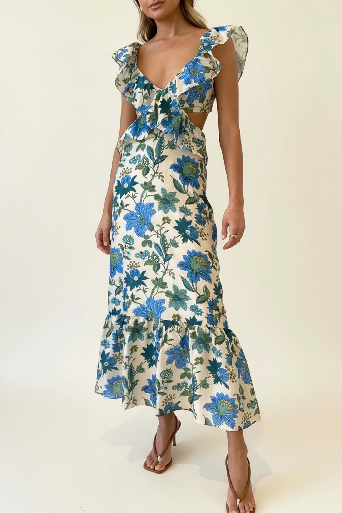 Women's Ruffle Floral Maxi Dress