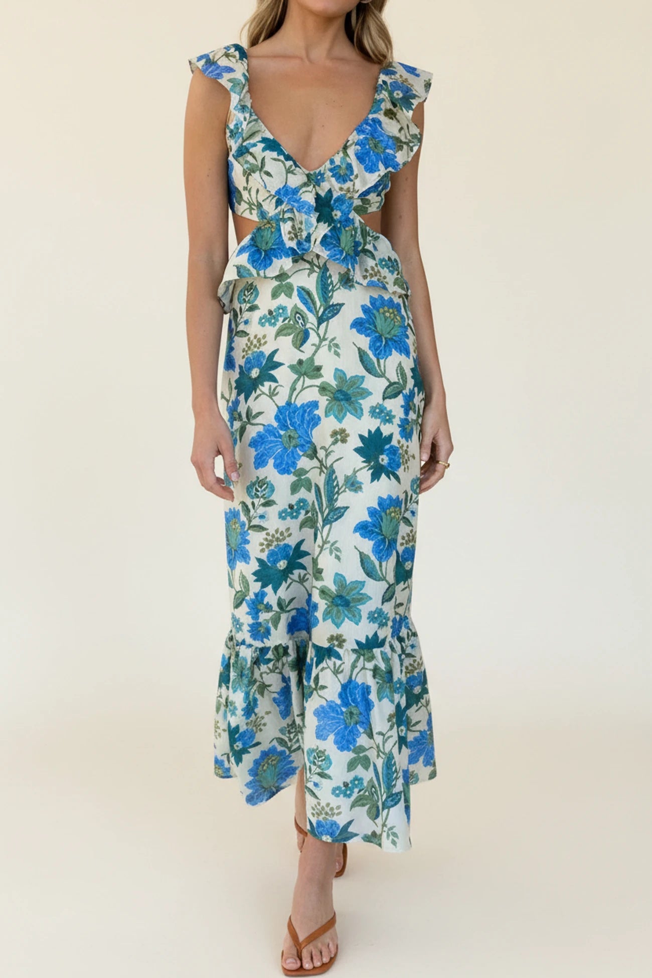 Women's Ruffle Floral Maxi Dress