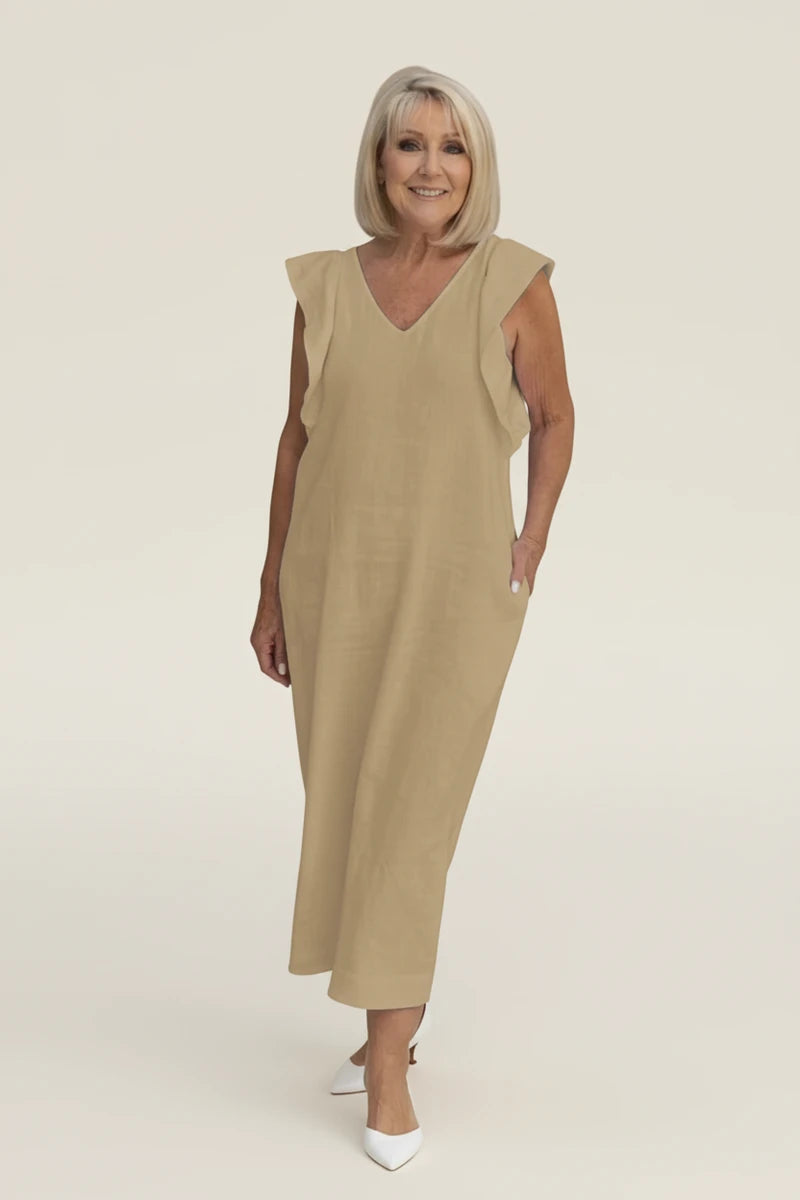 Women's Ruffle Sleeve Midi Dress