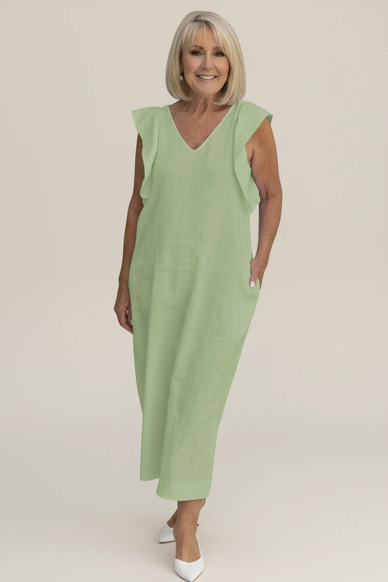 Women's Ruffle Sleeve Midi Dress