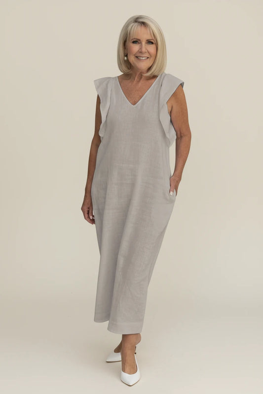 Women's Ruffle Sleeve Midi Dress