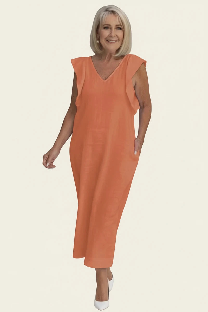 Women's Ruffle Sleeve Midi Dress