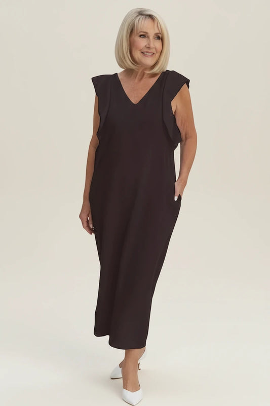 Women's Ruffle Sleeve Midi Dress