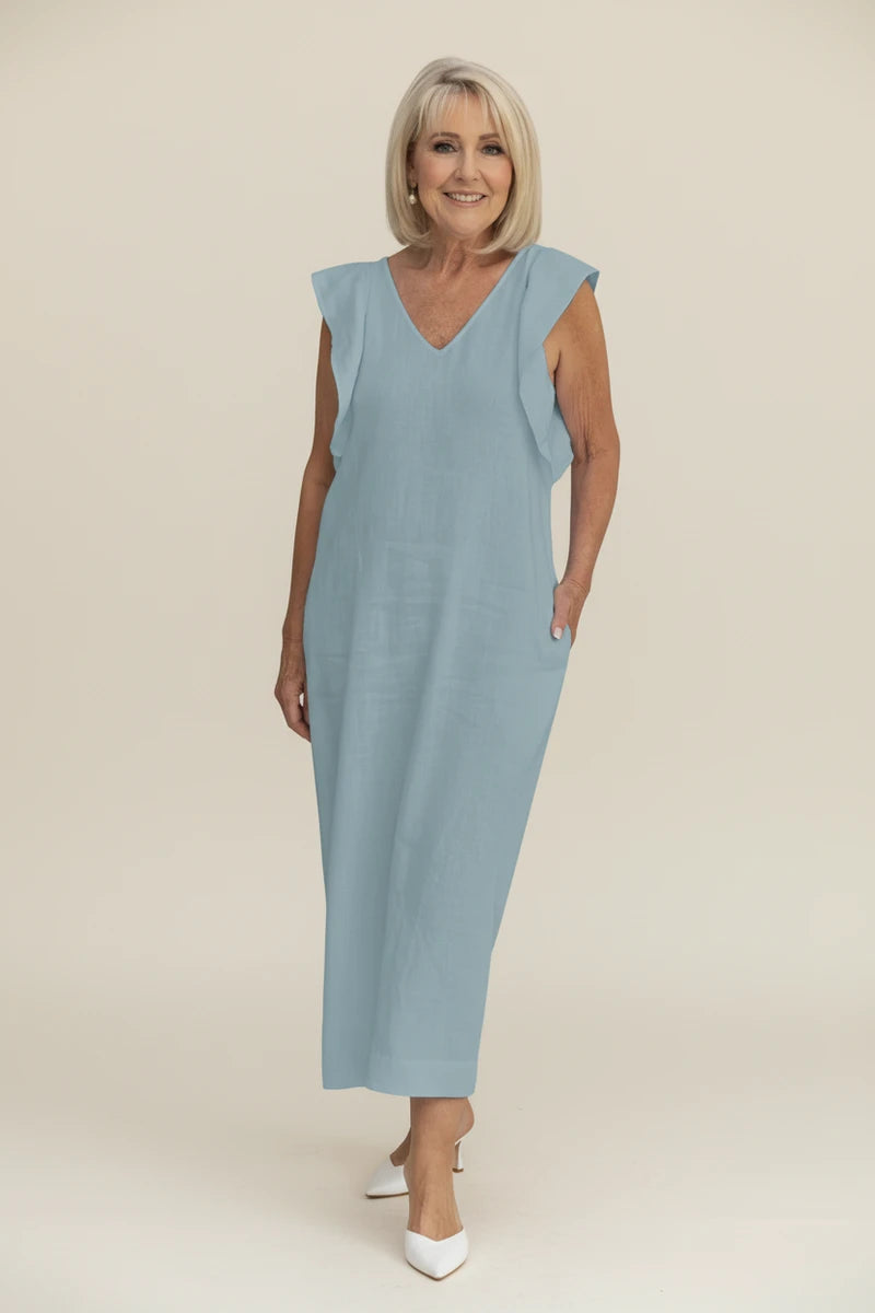 Women's Ruffle Sleeve Midi Dress